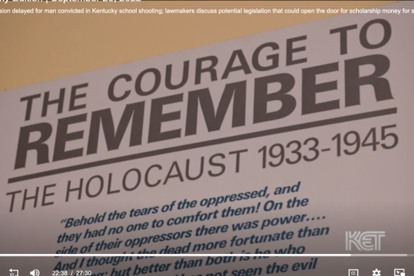 poster titled "the courage to remember the holocaust 1933-1945"