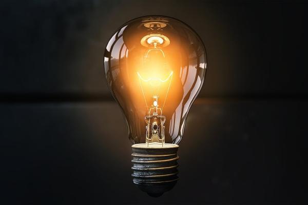 light bulb on dark background