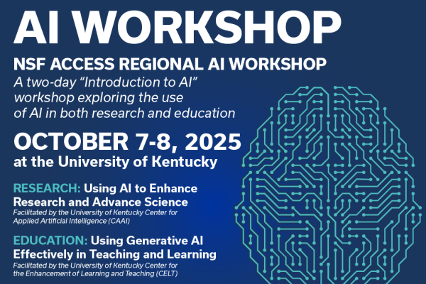 detail from NSF ACCESS Regional AI workshop flier featuring brain-circuit icon and scheduling details