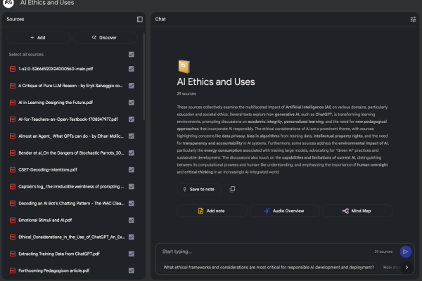 Screenshot of google notebookLM