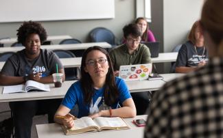 students in class looking to instructor