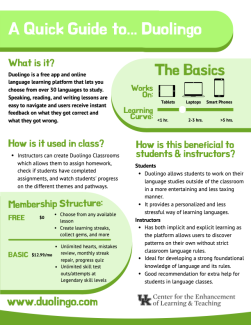 Cover image for A Quick Guide to Duolingo, download link below text.