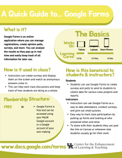 Cover Image to A Quick Guide to Google Forms, Download link below text