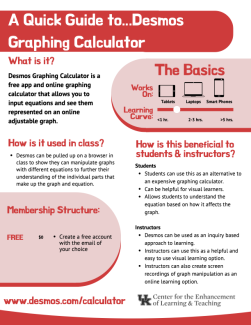 Cover image for A Quick Guide to Desmos Graphing Calculator, download link below text.