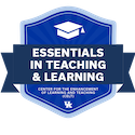 a blue badge for the CELT essentials in teaching and learning program