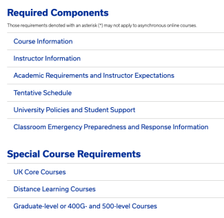 Syllabus requirements screenshot
