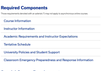 Syllabus requirements screenshot