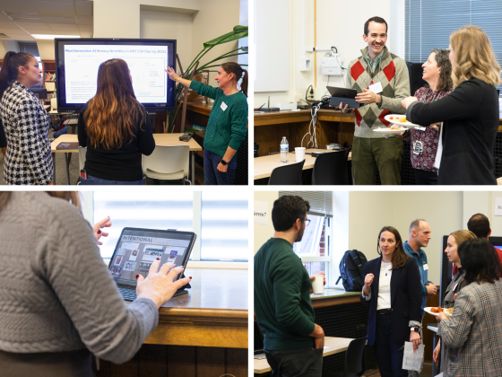 four scenes of faculty discussing their teaching innovations for the TII showcase event in 2022 and 2024